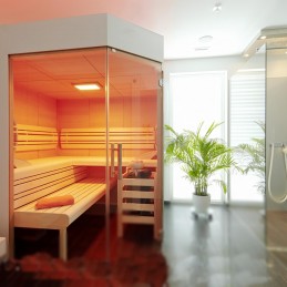Linea Design Sauna-Linea Variante 1: BxTxH 210 x 180 x 200 cm finnische Sauna 7,5kW