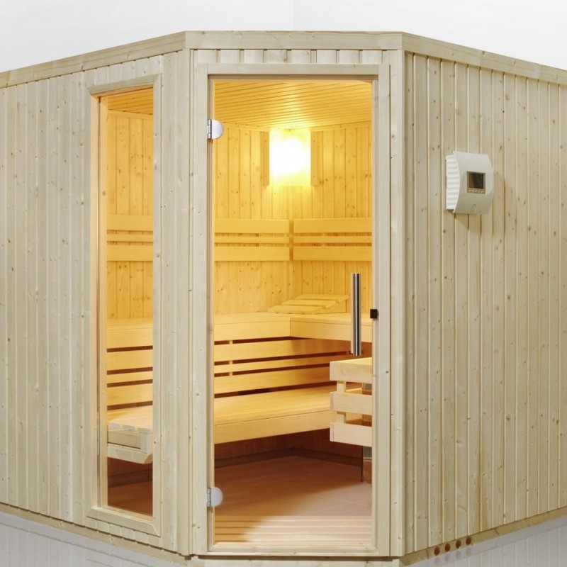 Safir Sauna-Set Eckeinstieg B x T x H 204x204x200 Bi-O Ofen 7,5kW